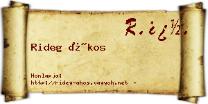 Rideg Ákos névjegykártya
